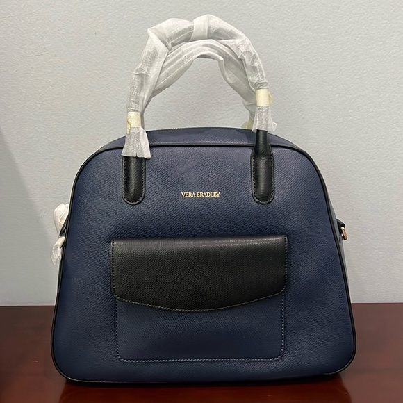 Vera Bradley Bowled Over Bag Classic Navy Genuine Leather - Picture 4 of 17